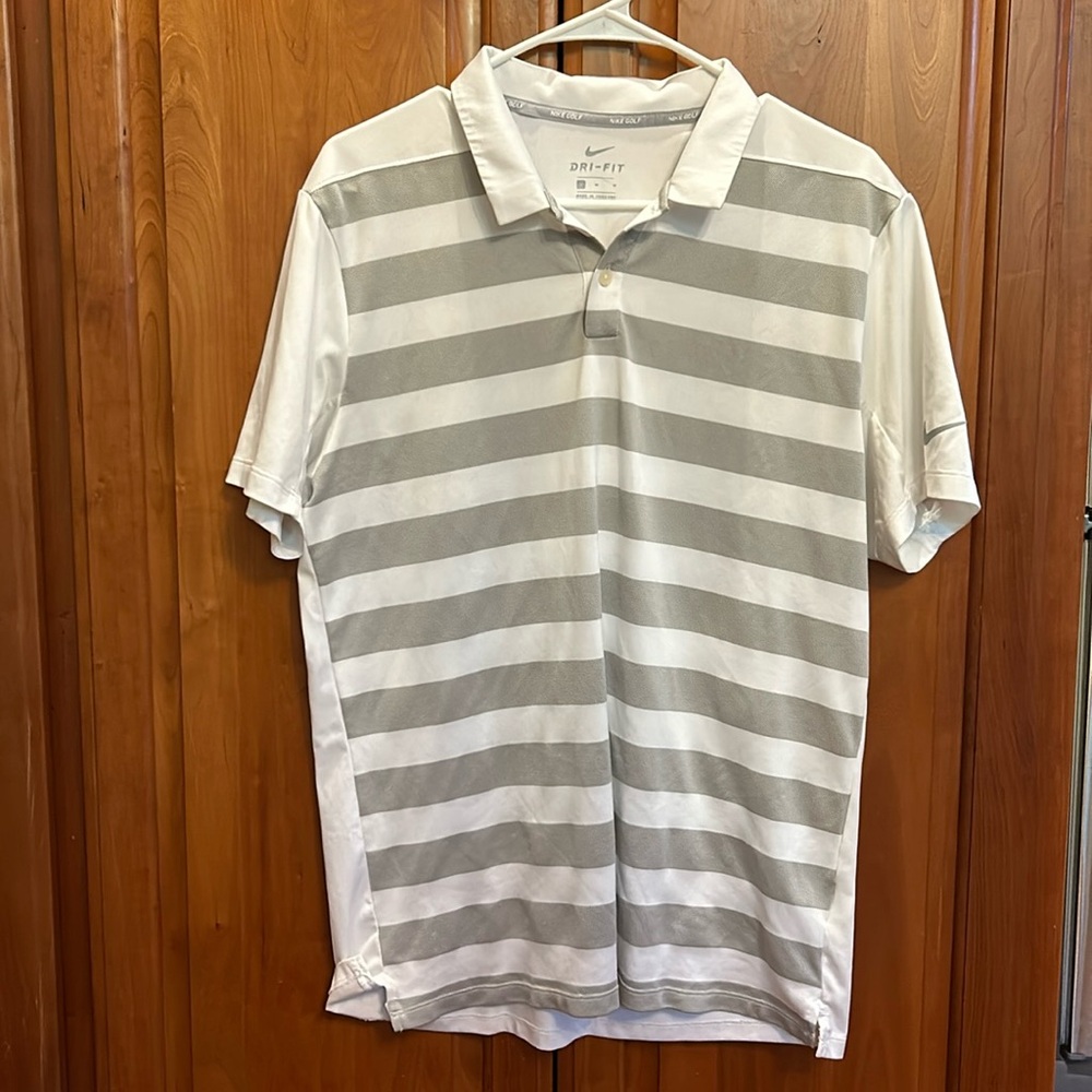 Nike Dry Fit Golf Shirt Size M Men’s White/Gray